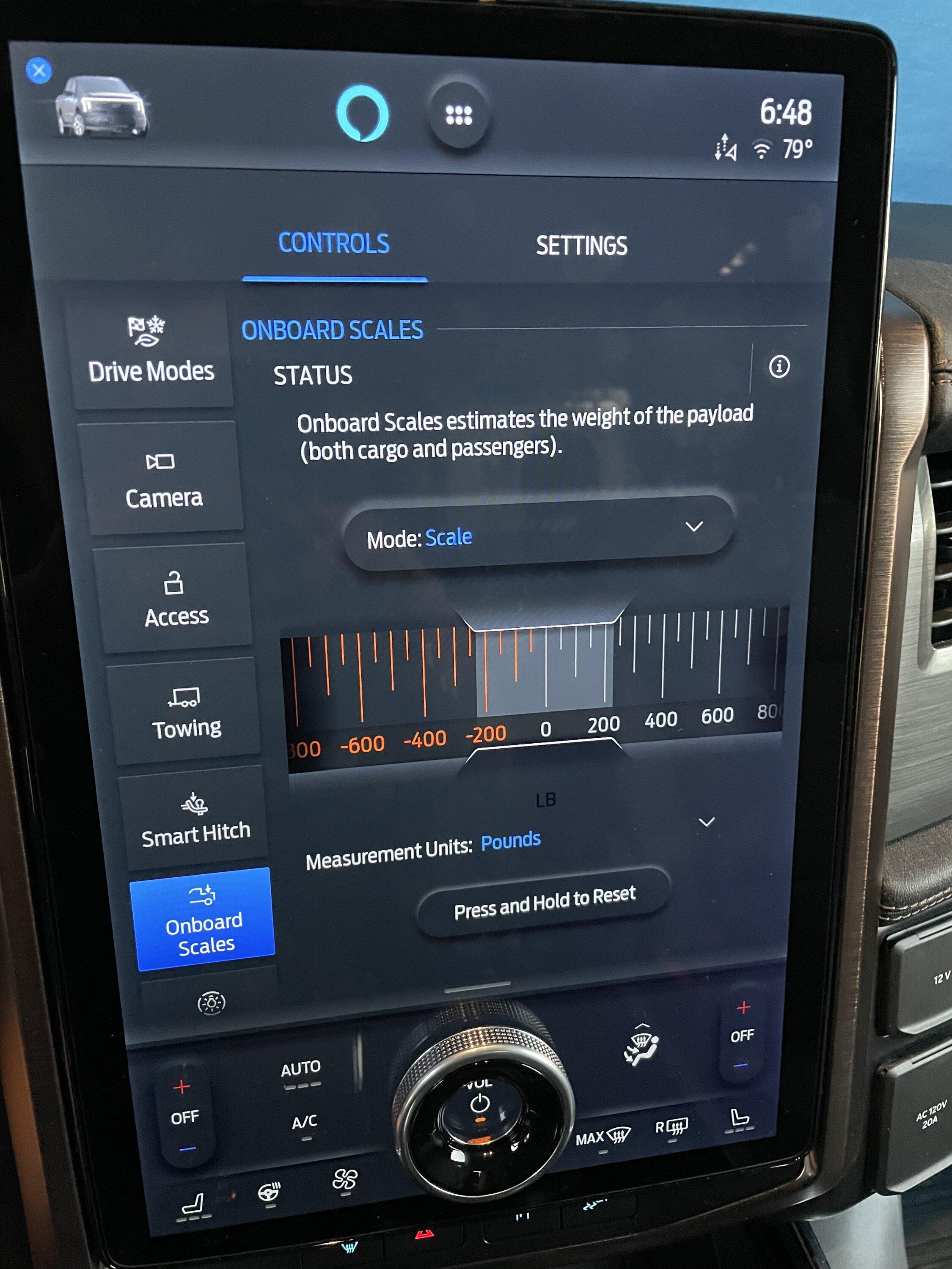 Ford F-150 Lightning On Board Scales reading 0lbs 0149B816-870D-4E51-B3F6-7170609E1789