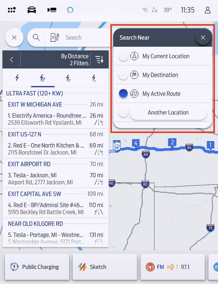 Ford F-150 Lightning Tesla Superchargers + Connected Navigation 05 - Search Near