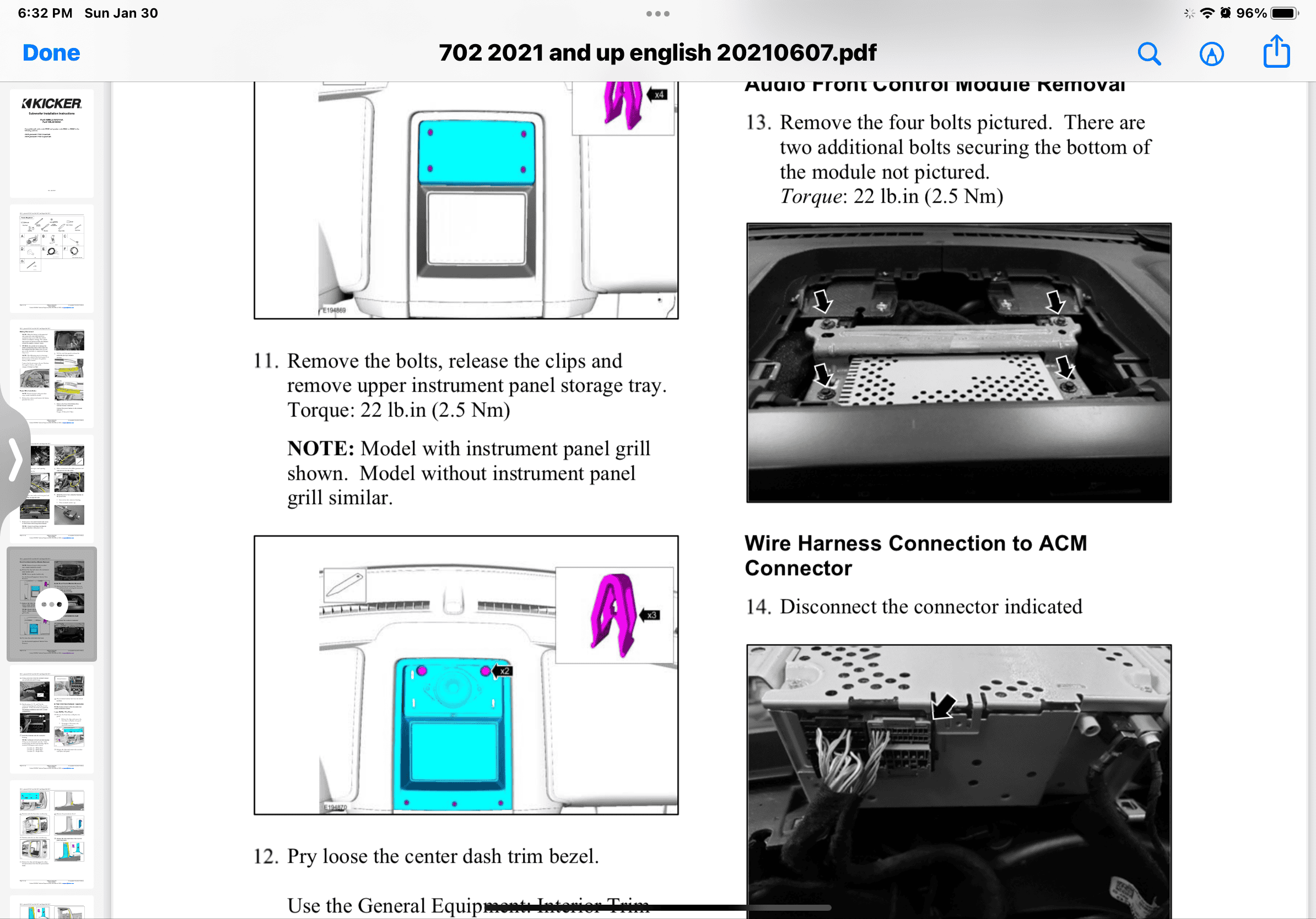 Ford F-150 Lightning 2021 F-150 Kicker subwoofer VLM3Z-18808-A install 07818D72-F7B2-48B2-B1DD-9BC39800212D