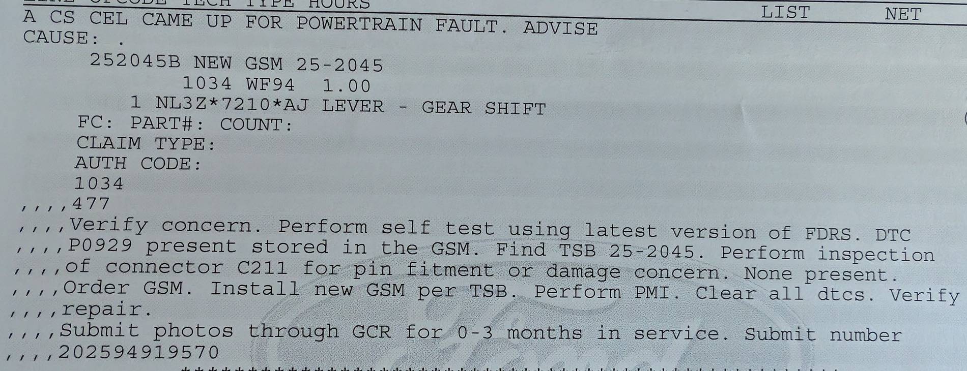 Ford F-150 Lightning Ford stopped delivery of Gear Shift Module (GSM) 1000002927