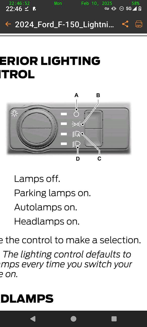 Ford F-150 Lightning Glare Free light operation 1000006623