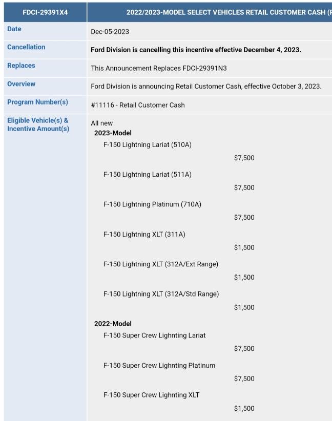 Ford F-150 Lightning Lariat $7500 Retail Incentive, Is it gone? 1000023909