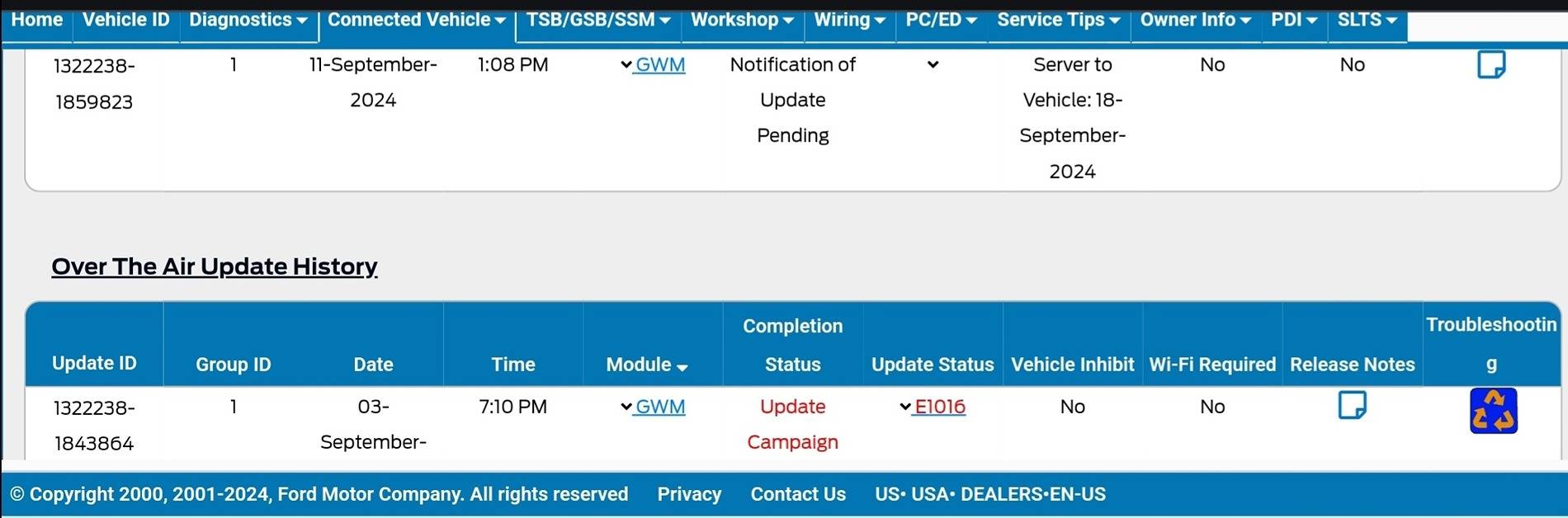 Ford F-150 Lightning Stuck on "Not Completed" for a OTA update. 1000030714