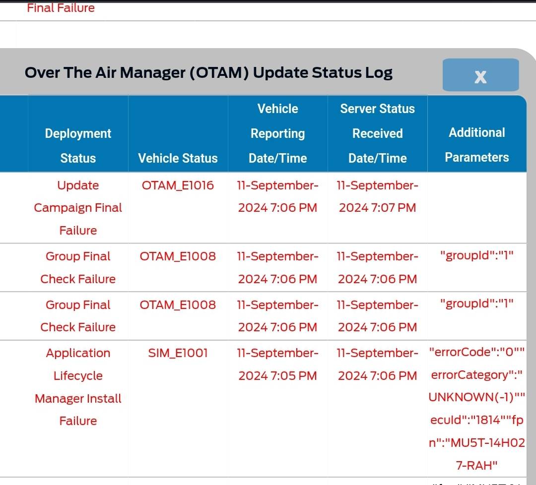 Ford F-150 Lightning Stuck on "Not Completed" for a OTA update. 1000030733