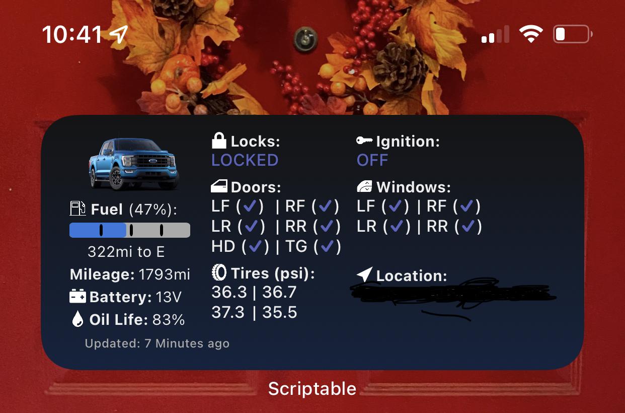 Ford F-150 Lightning FordPass - Scriptable Widget (iOS, iPad, MacOS) 13EDA237-C57D-47F9-A3E7-33A09BD82A3A