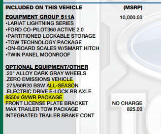 Ford F-150 Lightning 275/60R20 All Terrain Tire Option Reduces Lightning GVWR by 150 Pounds 1651253712610