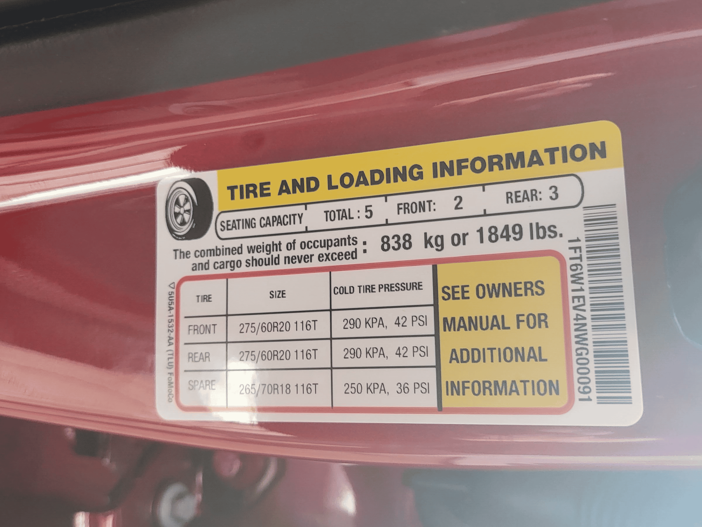 Ford F-150 Lightning Door Sticker Thread (GVWR / Payload / Tire and Loading Figures Label). Help and Add Yours! 1651898099454