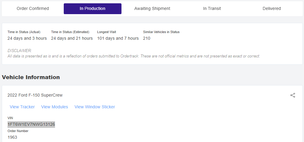 Ford F-150 Lightning Ordertrack.app -- Order Tracking Tool (I created) 1663181156875