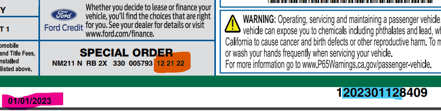 Ford F-150 Lightning When a "Window Sticker" is generated, can info like the Blend date change or is it written in stone? 1672624109723