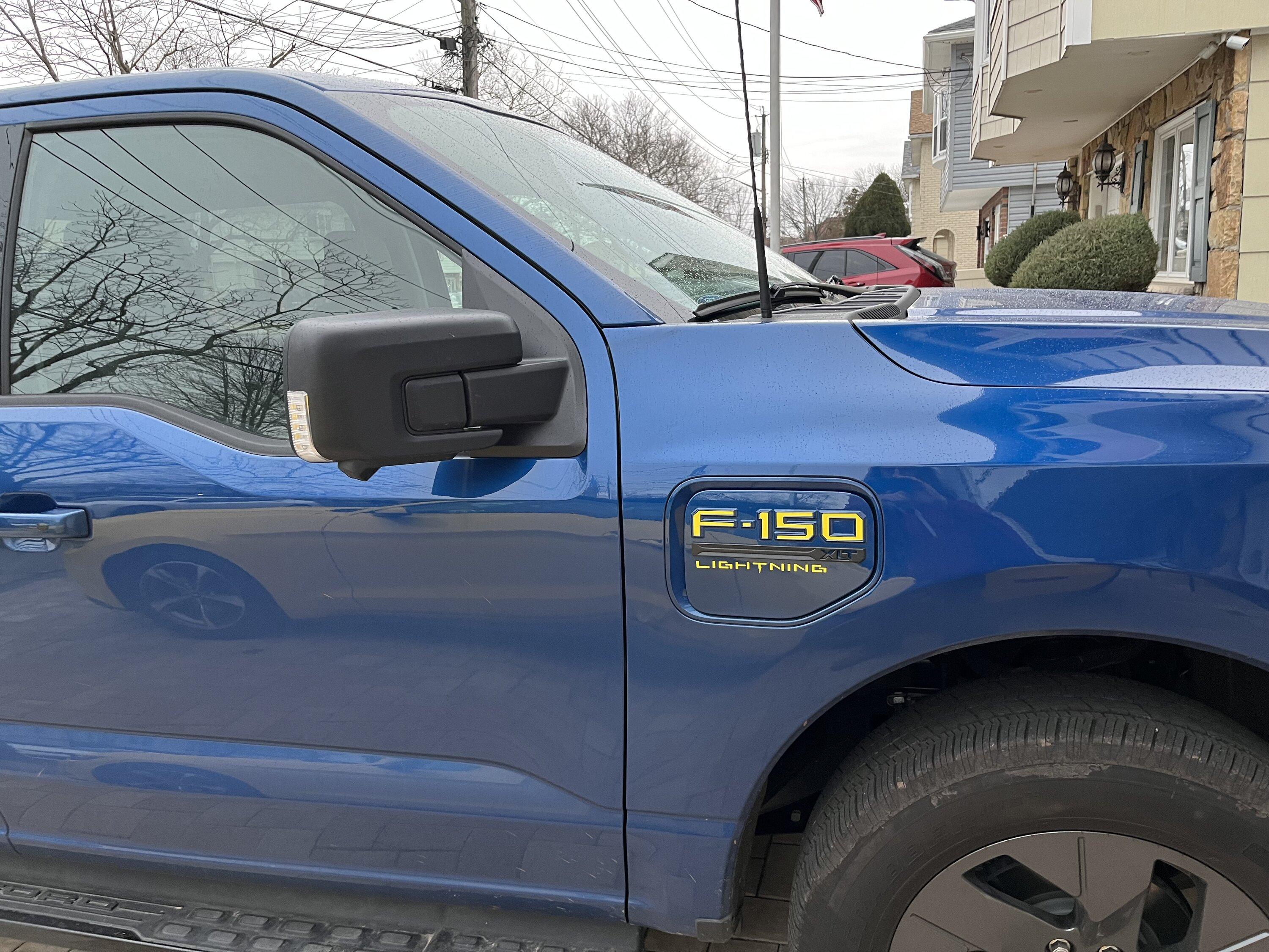 Ford F-150 Lightning My solution to dark badges / lettering on dark colors -- contrasting color vinyl 1674422285466