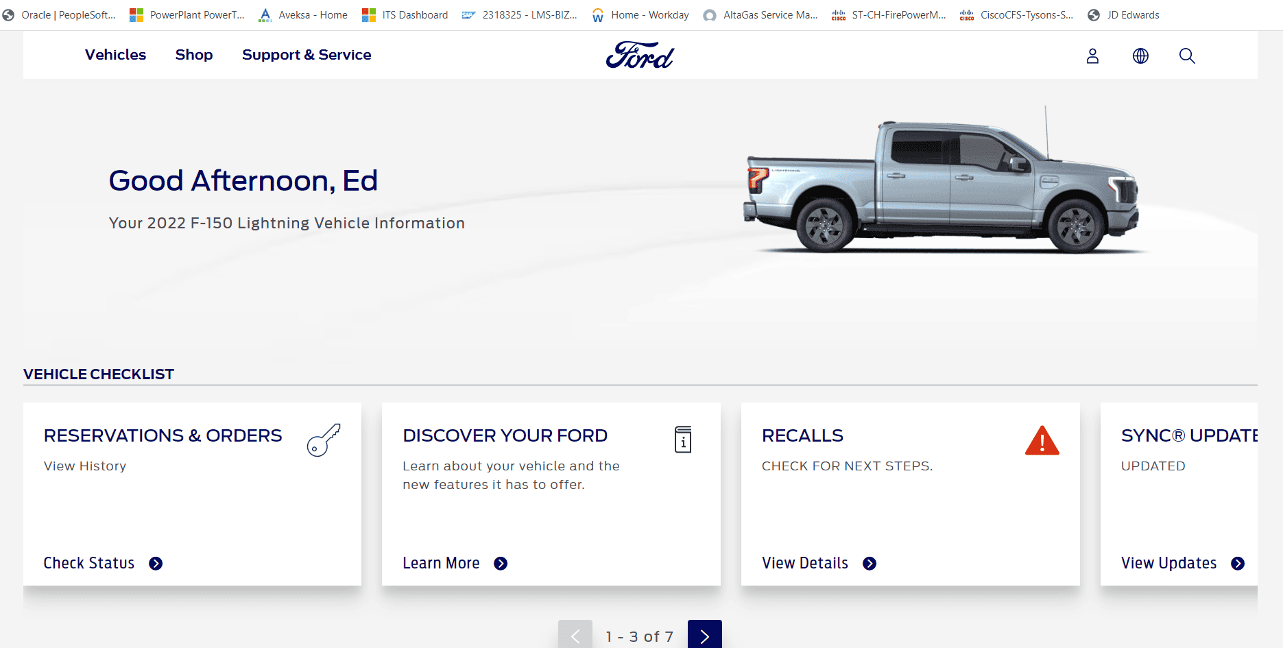 Ford F-150 Lightning Viewing truck information online vs in fordpass app 1681230443185