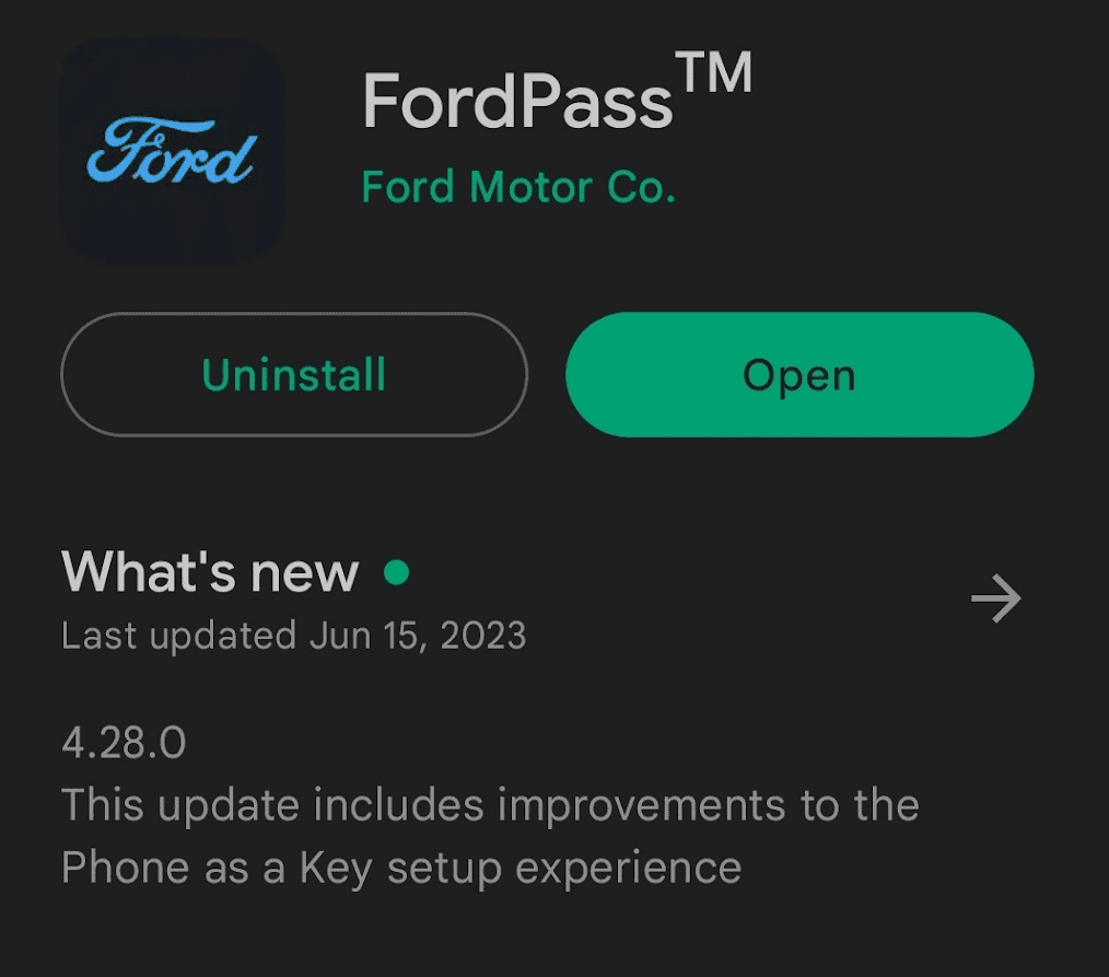 Ford F-150 Lightning FordPass 4.28.0 update 1688588529629