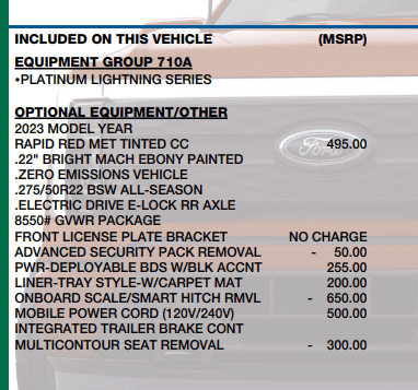 Ford F-150 Lightning 2023 Lightning Option Questions 1693318153392