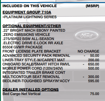 Ford F-150 Lightning 2023 Lightning Option Questions 1693318215162