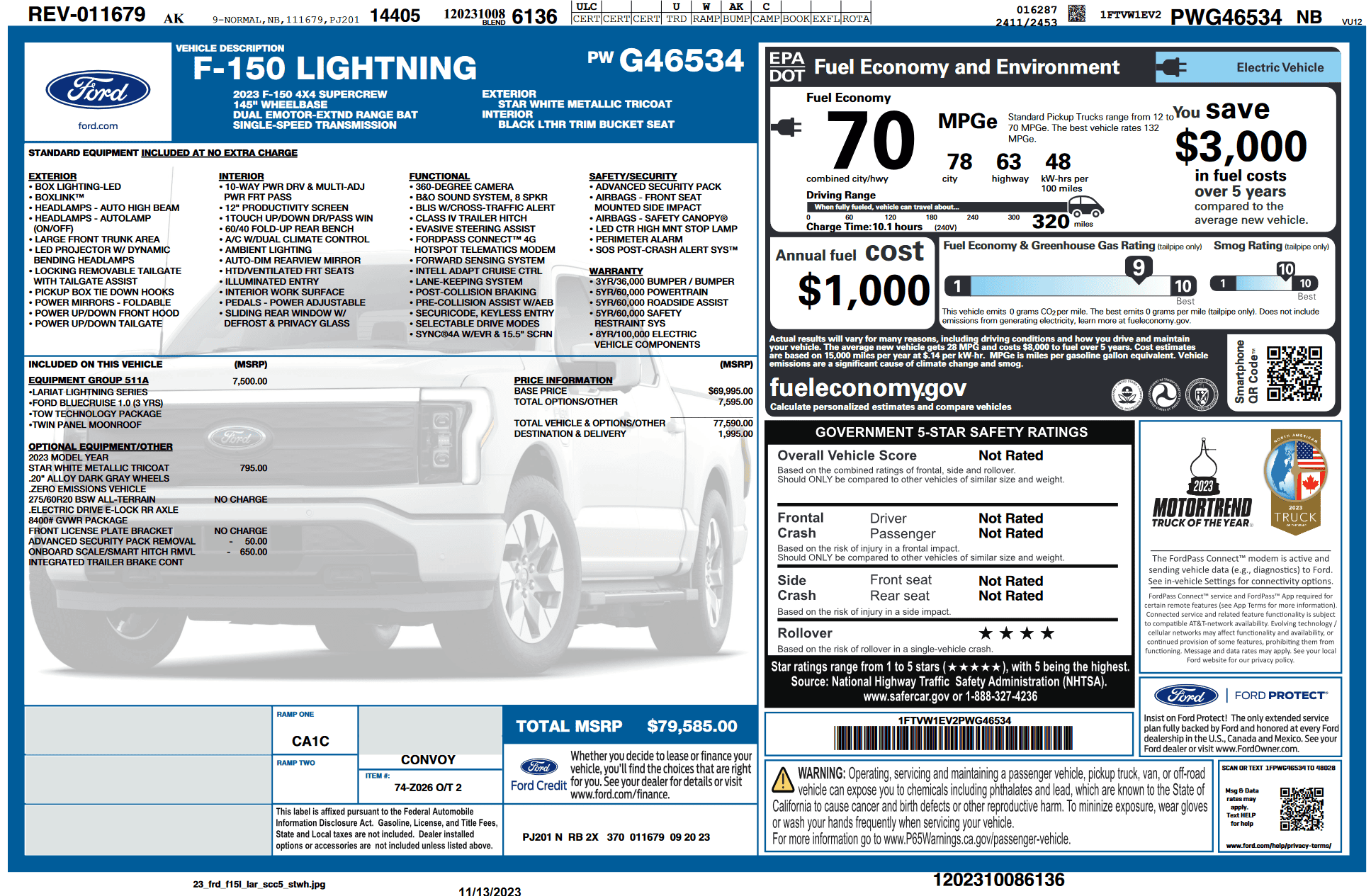 Ford F-150 Lightning F-150 Lightning Cash Rebate Incentives Offered on New Sales/Leases Until January 2024 1699866662561