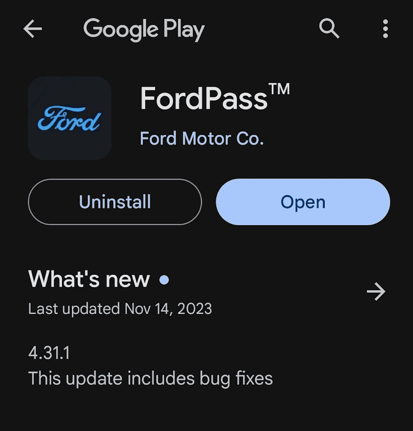 Ford F-150 Lightning FordPass 4.31.1 update (Performance & Bug Fixes) 1700051207583