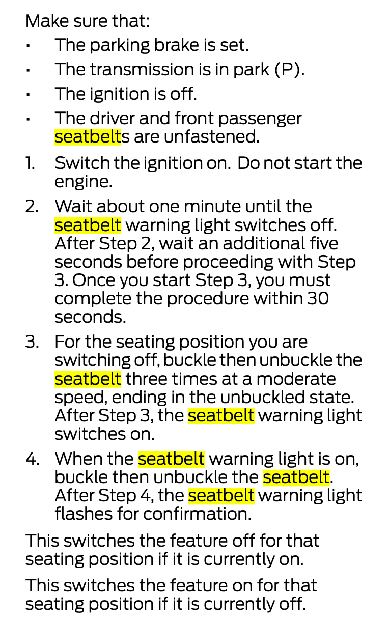 Ford F-150 Lightning Disable seatbelt chime? 1701893330394