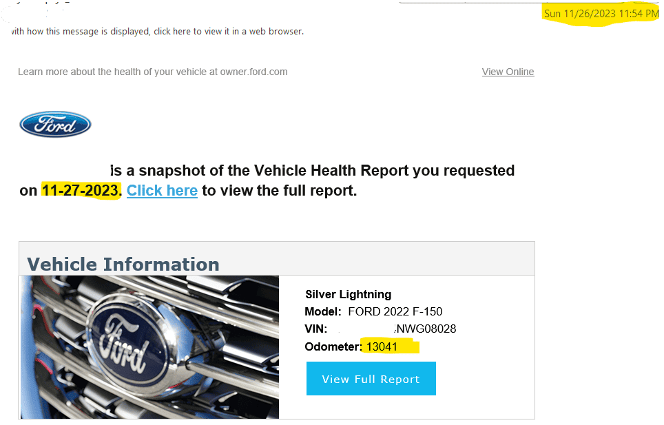 Ford F-150 Lightning Vehicle Health Report {Wrong Mileage} fixed 5/2024 1702314544917