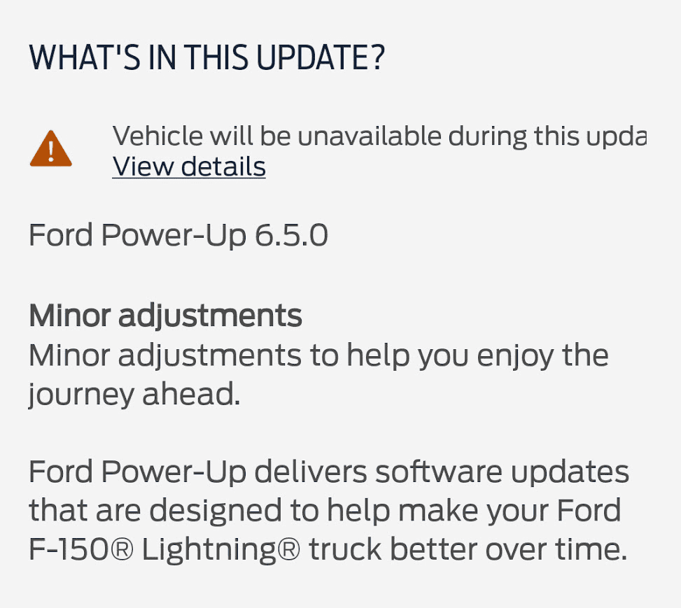 Ford F-150 Lightning Power-Up OTA 6.5.0 - Minor Adj {Heated wheel & Dep Times} 1702734325279