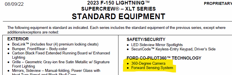 Ford F-150 Lightning Front camera not popping up when close to objects?? 1704381224575