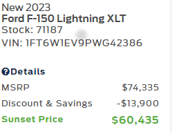 Ford F-150 Lightning Going rate for XLT? 1704405366615