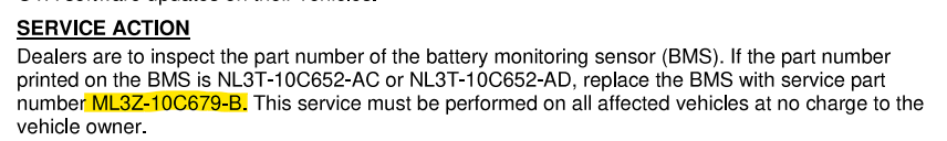 Ford F-150 Lightning CSP-23B70 Certain 2022-23 F-150 Lightnings - BMS Sensor Replacement 1705098035357