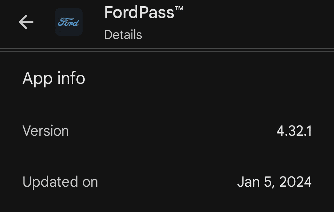 Ford F-150 Lightning FordPass 4.32.1 updated (Departure times & Bug Fixes) 1705631444554