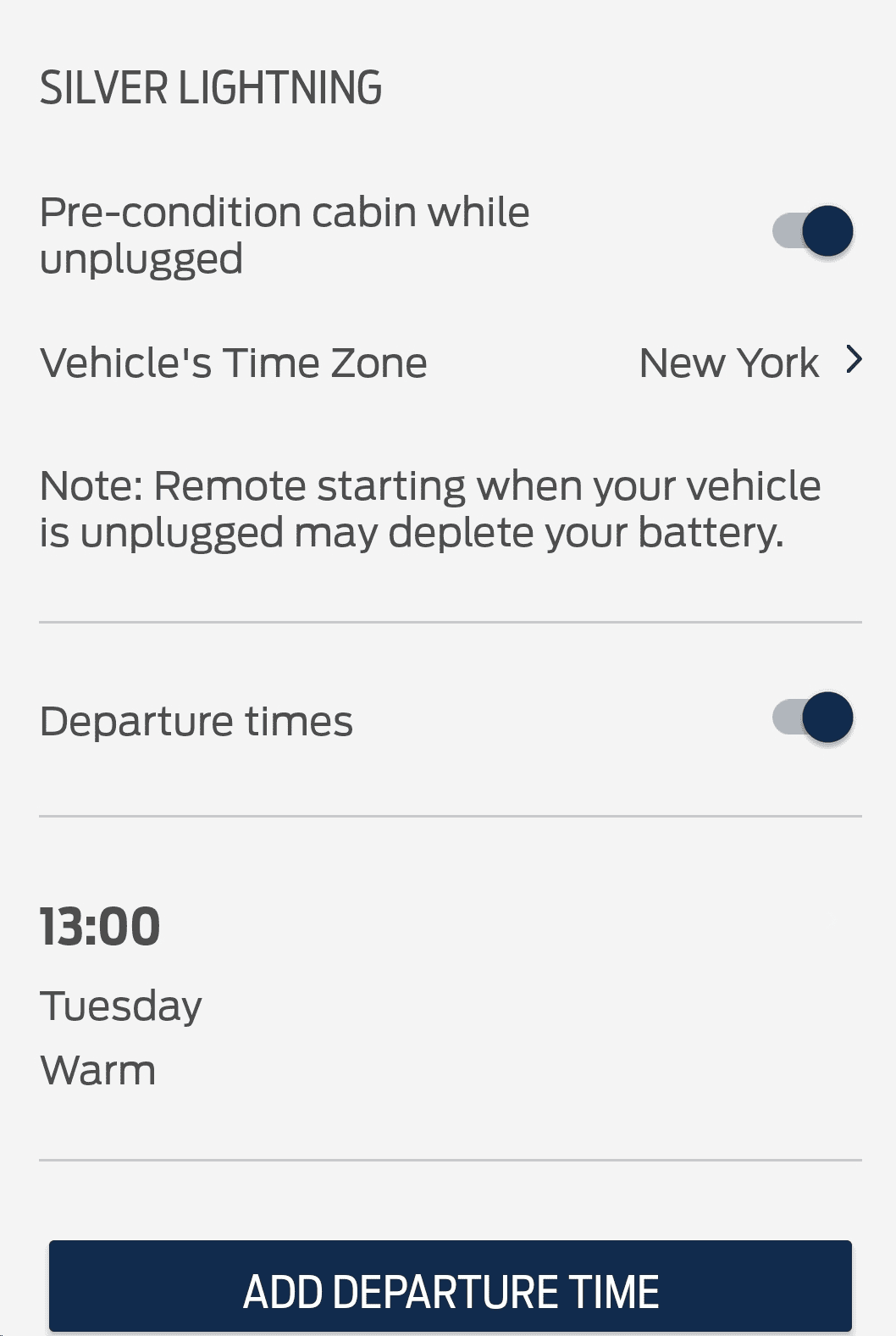 Ford F-150 Lightning Departure time issues 1708444342513