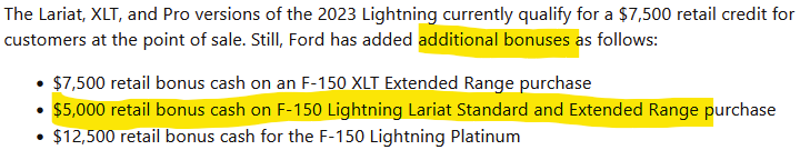 Ford F-150 Lightning Ford Announces Huge 2023 F-150 Lightning Cash Bonus Incentives for Certain Models 1708571131529