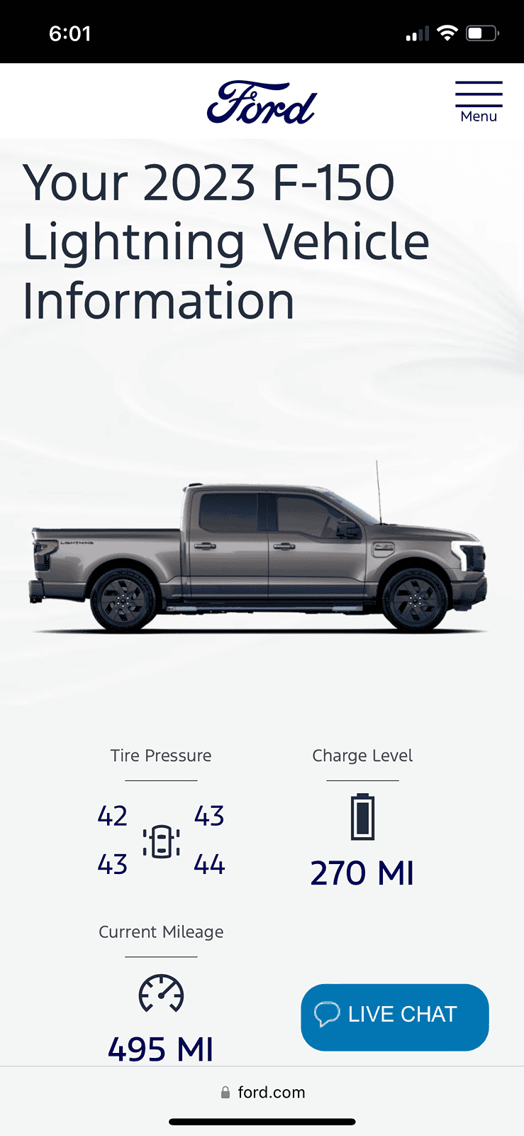 Ford F-150 Lightning Ford website "charge level" question 1710810232927-f1