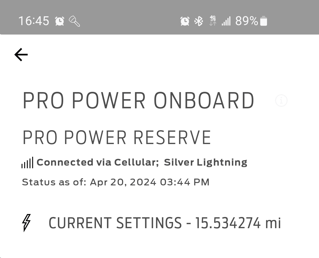 Ford F-150 Lightning Pro Power Reserve warning with 80% battery after software update 24-PU0119 1713645984413-02