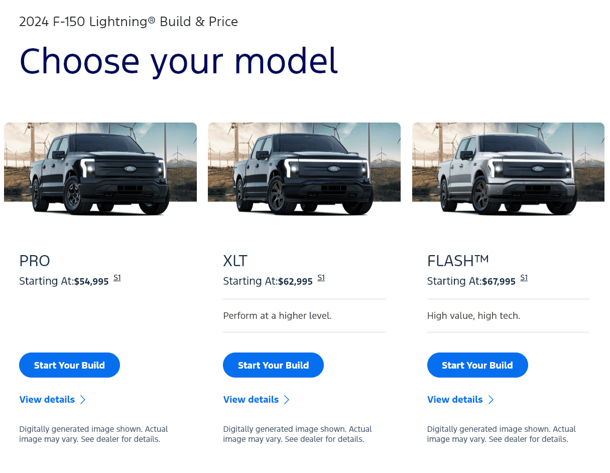 Ford F-150 Lightning 2024 Build and Price Tool, $54,995 Pro 1714085435399-94