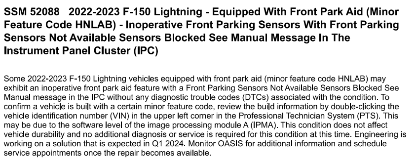 Ford F-150 Lightning Front sensor blocked 1716042994172-vo