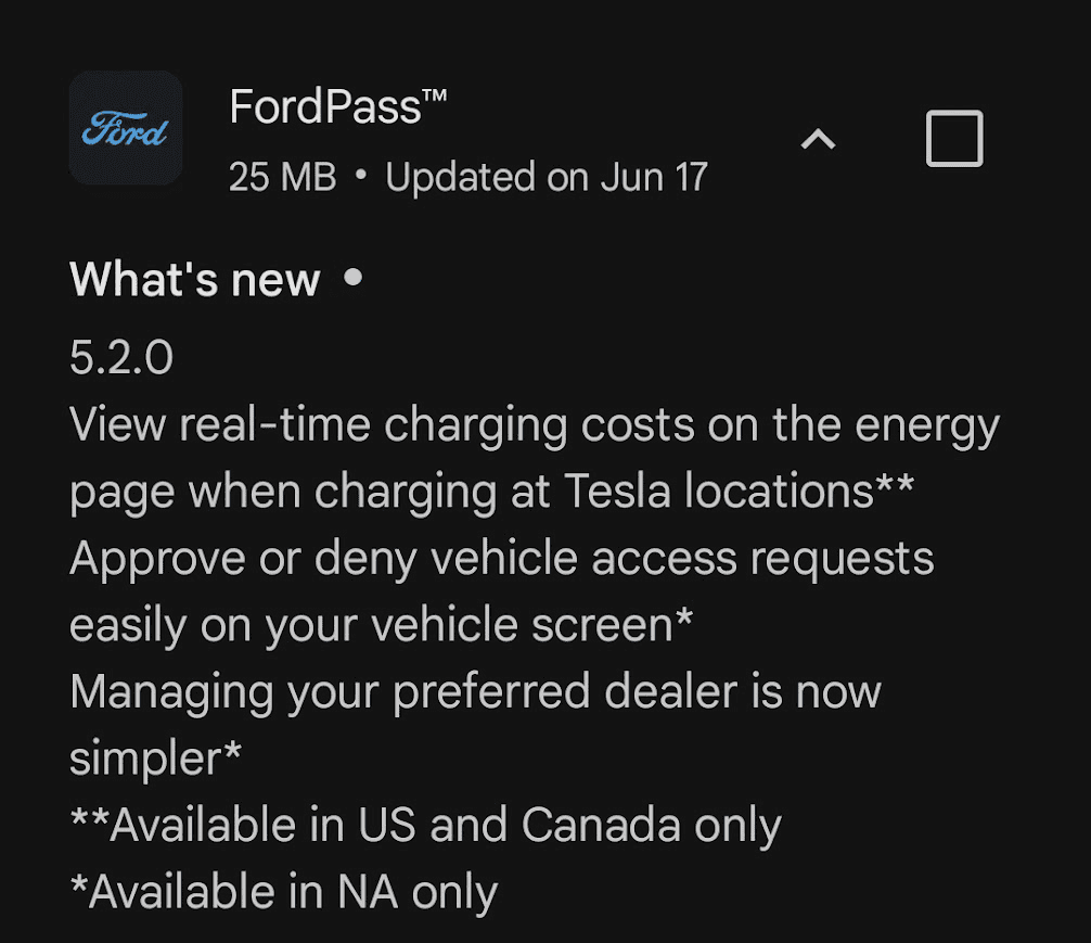 Ford F-150 Lightning FordPass Update 5.2.0 -- Real-time charging costs @ Tesla Superchargers 1720556049293-z7