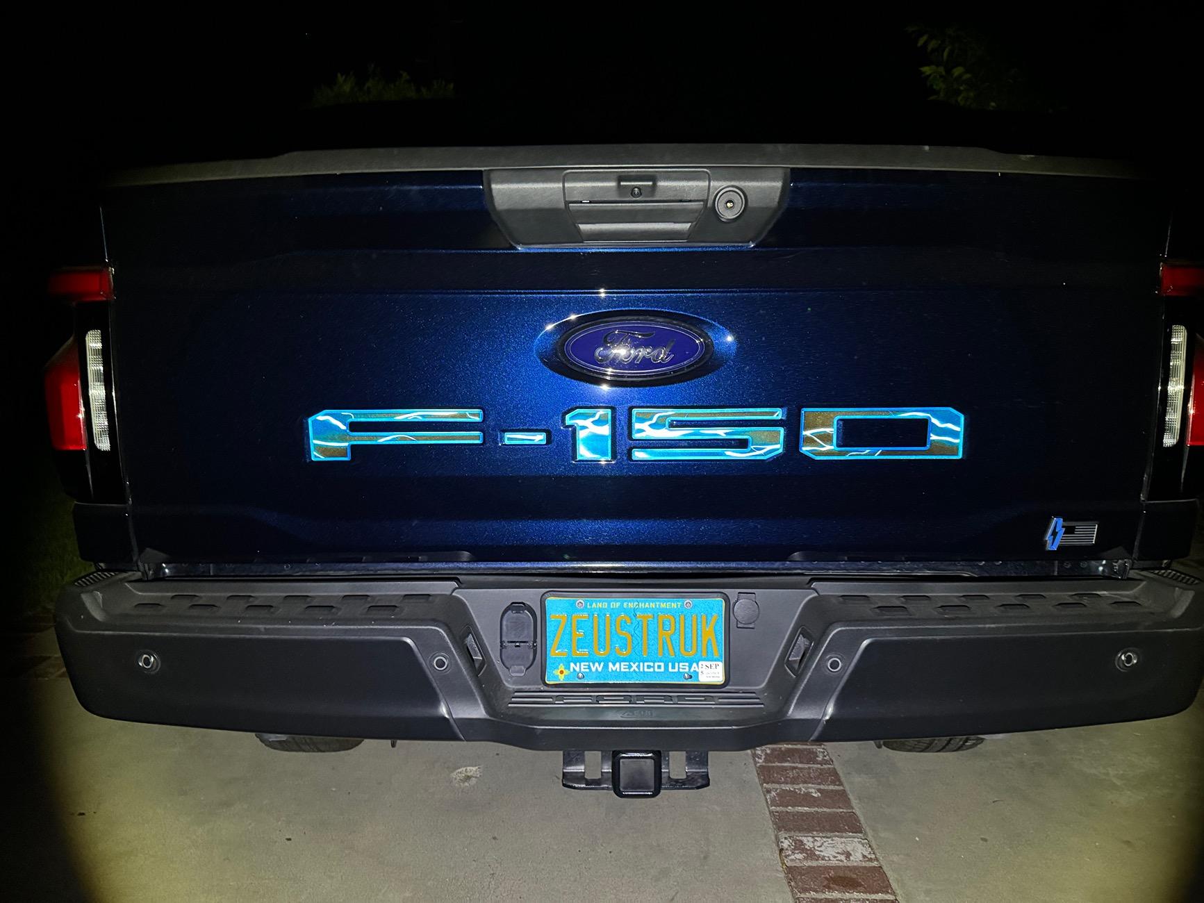 Ford F-150 Lightning 5 minute $9 Tailgate Mod - matte black tailgate letters w/ beveled edges 1721320689746-e3