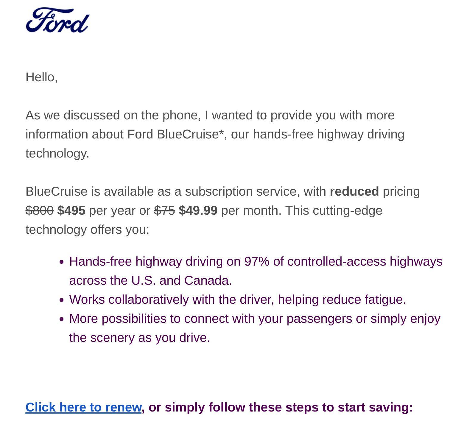 Ford F-150 Lightning New BlueCruise e-mail from Ford 1729691366996-5a