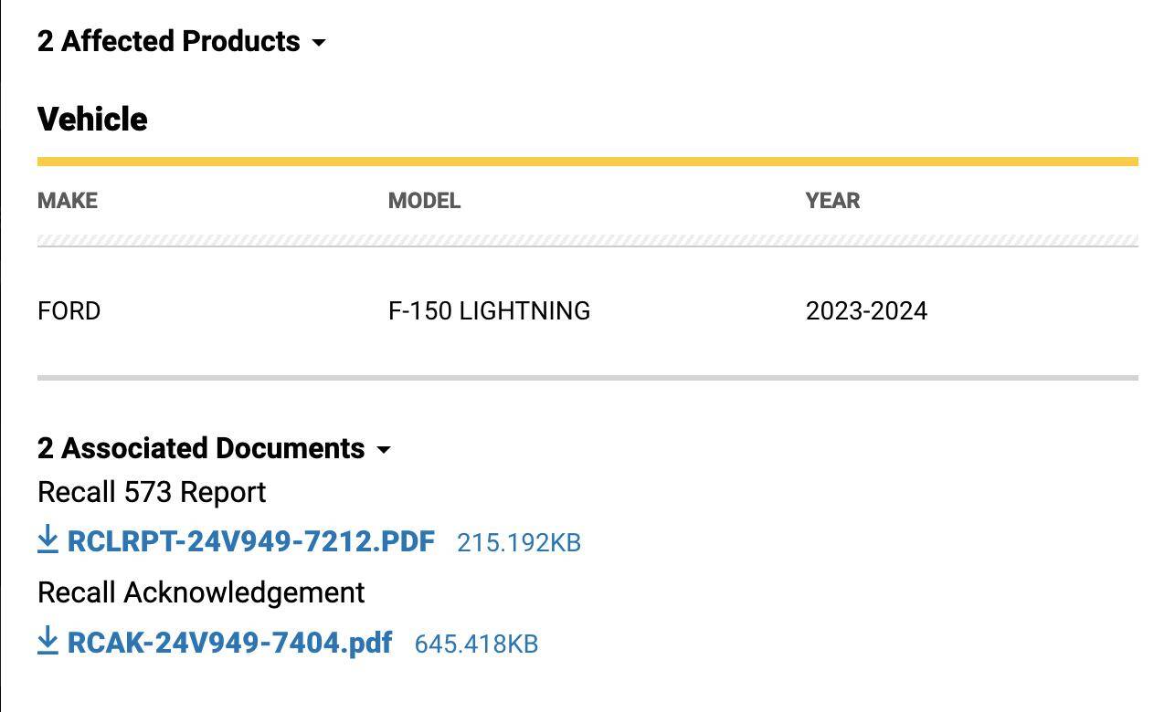 Ford F-150 Lightning NHTSA Recall - Loss of Steering from Front Control Arm Separation (Impacting certain 2023 to 2024 builds) 1735089728562-q