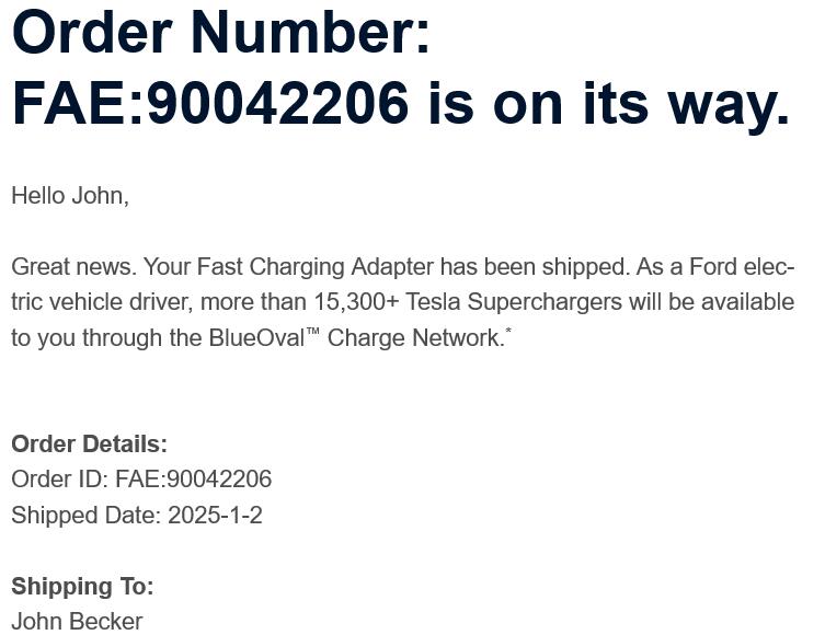 Ford F-150 Lightning Ford Resumes Shipping NACS Charging Adapters (January 2025 batch) 1735860961703-hv