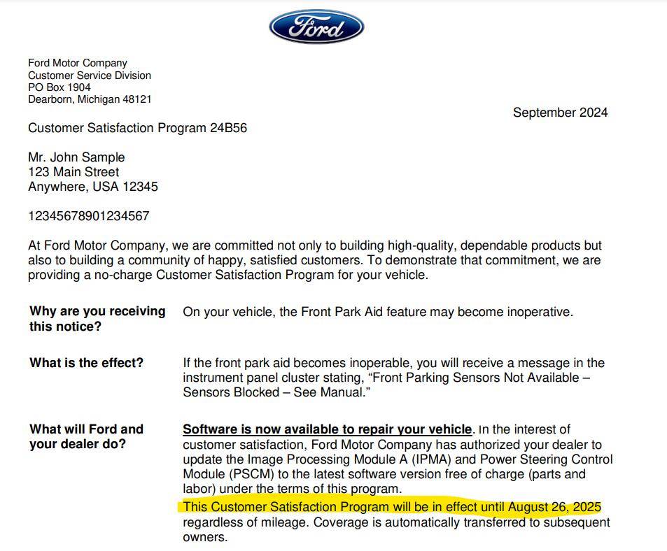 Ford F-150 Lightning CSP 24B56 - Inoperative Front Parking Sensor(s) - IPMA Software Update for Certain 2022-24 F-150 Lightning Trucks 1736266901608-uu