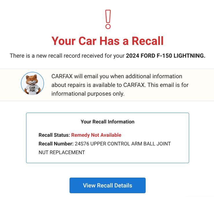 Ford F-150 Lightning NHTSA Recall - Loss of Steering from Front Control Arm Separation (Impacting certain 2023 to 2024 builds) 1736374290460-vh