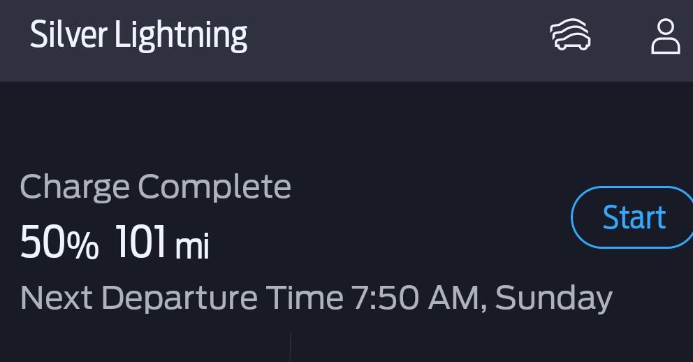 Ford F-150 Lightning Battery level after setting a departure time 1736733365885-e8