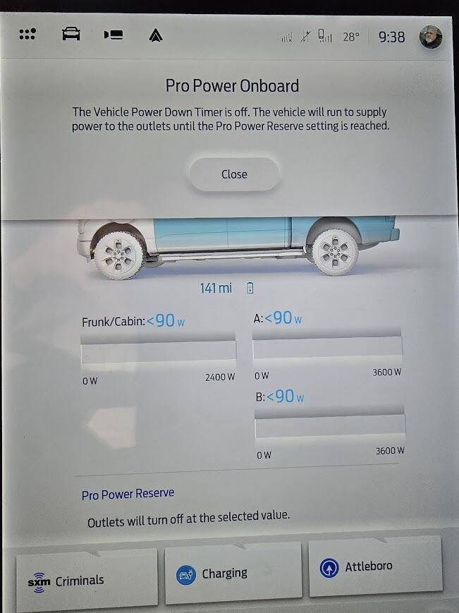 Ford F-150 Lightning "Feature Disabled" message when I tap on ProPower Onboard in infotainment 1737126412326-qd