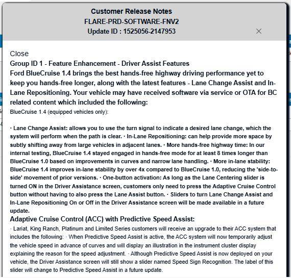 Ford F-150 Lightning Bluecruise 1.4 officially being sent out to F150 & Lightnings starting today (12/11/24)! 1740500666425-yo