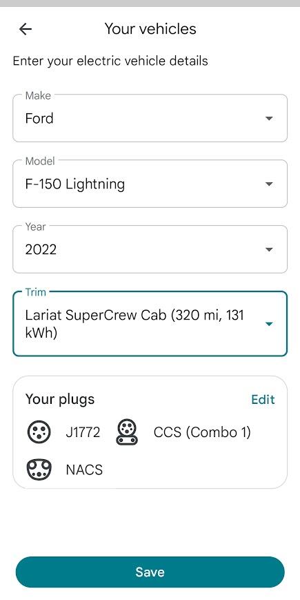 Ford F-150 Lightning Google Maps Vehicle Settings 1741783413497-oh