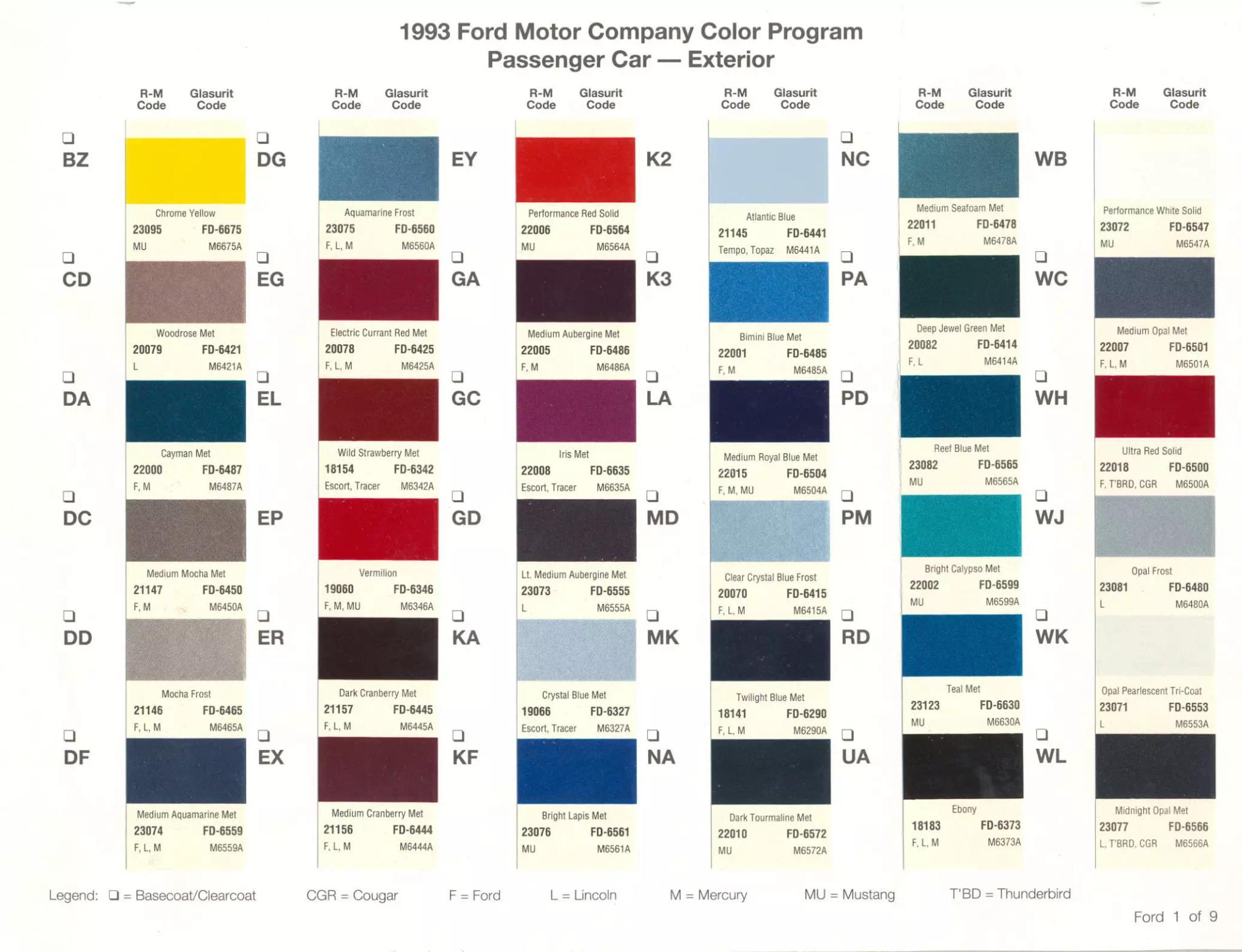 Ford F-150 Lightning 2023 Lightning New Colors: Avalanche Gray and Azure Gray Metallic (*Area 51) 1993-ford-paint-codes-and-color-chart-page-1