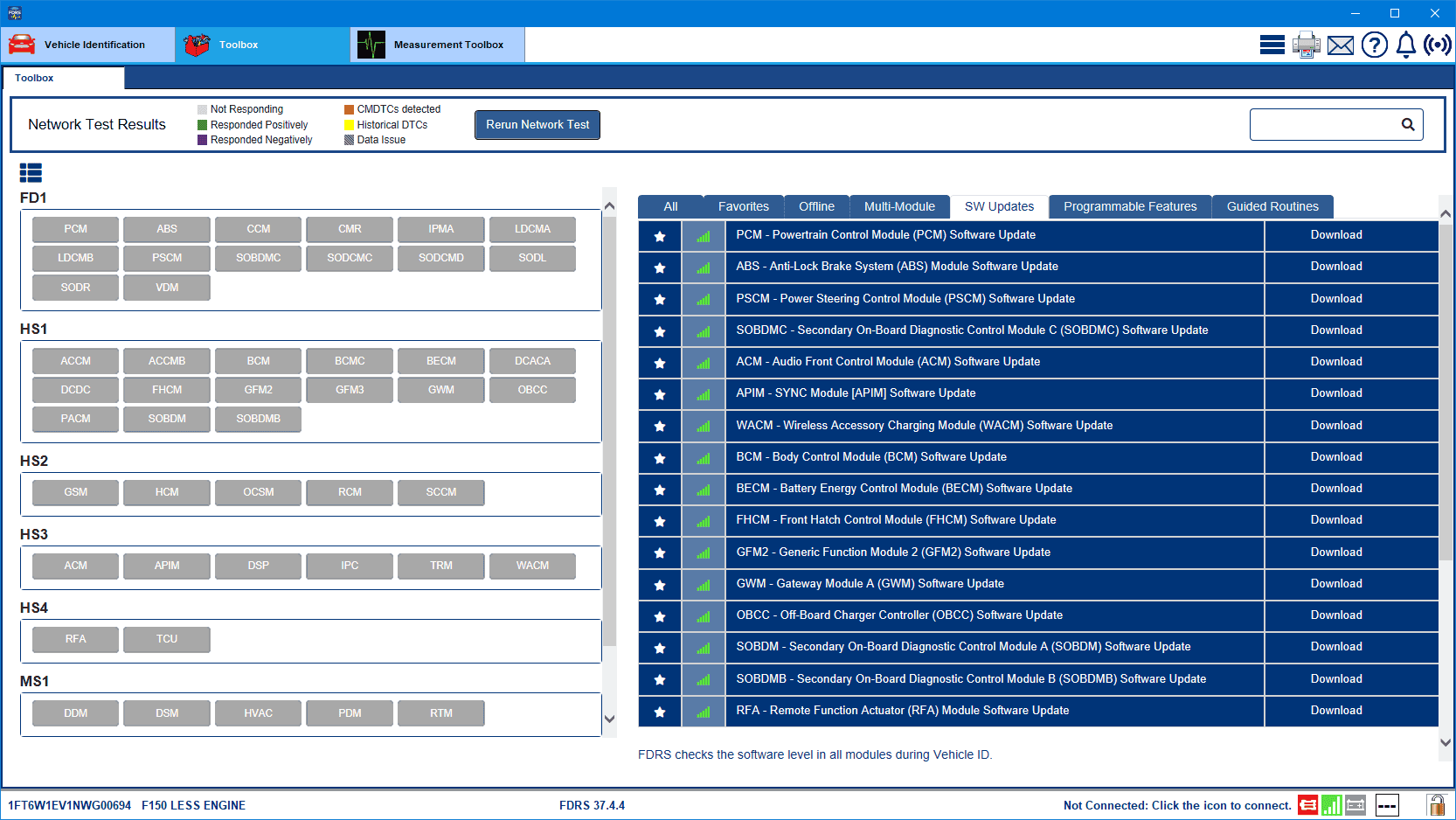 Ford F-150 Lightning Lightning Software Updates using FDRS 1FT6W1EV1NWG00694-20-Sep-23