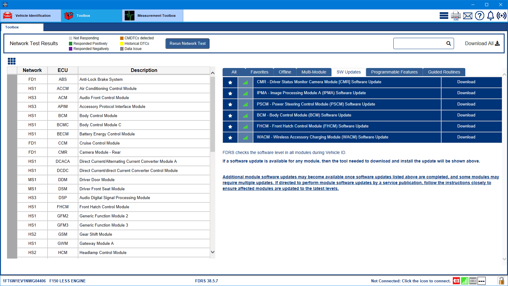 Ford F-150 Lightning Lightning Software Updates using FDRS 1FT6W1EV1NWG04406-6-Jan-24