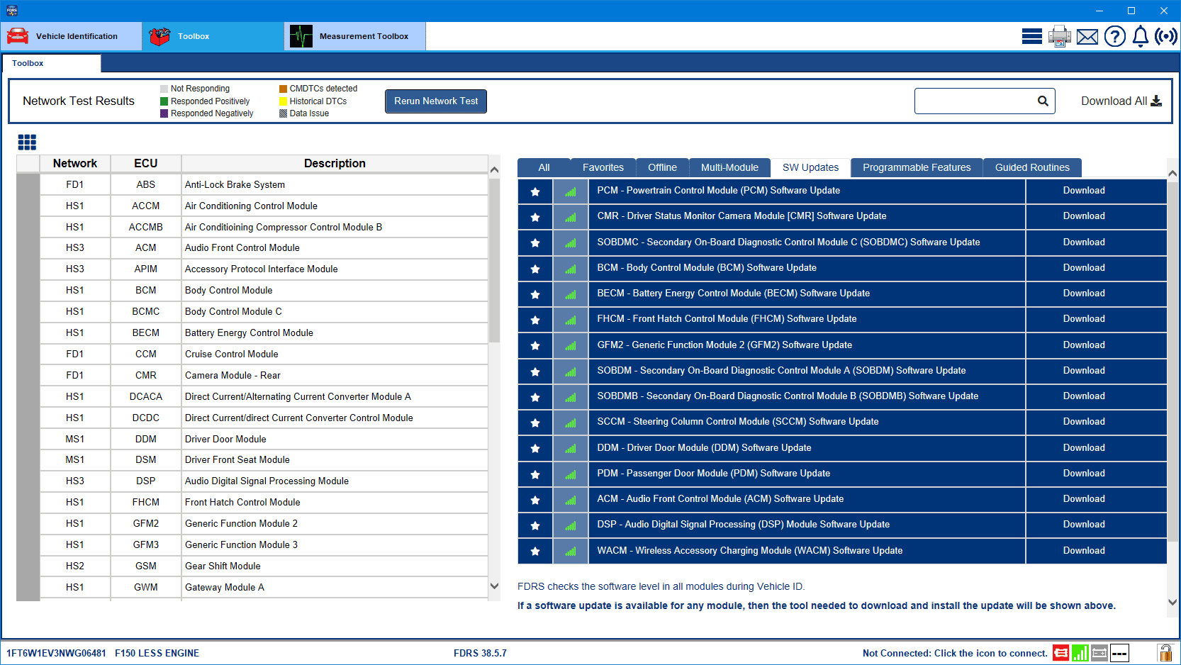 Ford F-150 Lightning Checking for updates with FDRS 1FT6W1EV3NWG06481-7-Dec-23