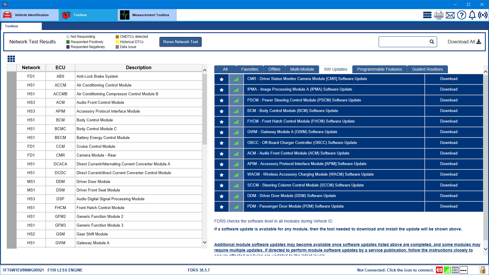 Ford F-150 Lightning Lightning Software Updates using FDRS 1FT6W1EV8NWG00921-4-Jan-24