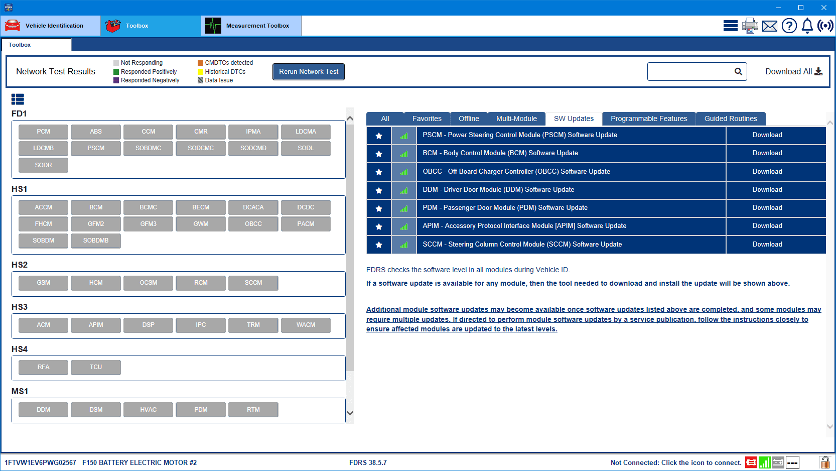 Ford F-150 Lightning Checking for updates with FDRS 1FTVW1EV6PWG02567-30-Nov-23